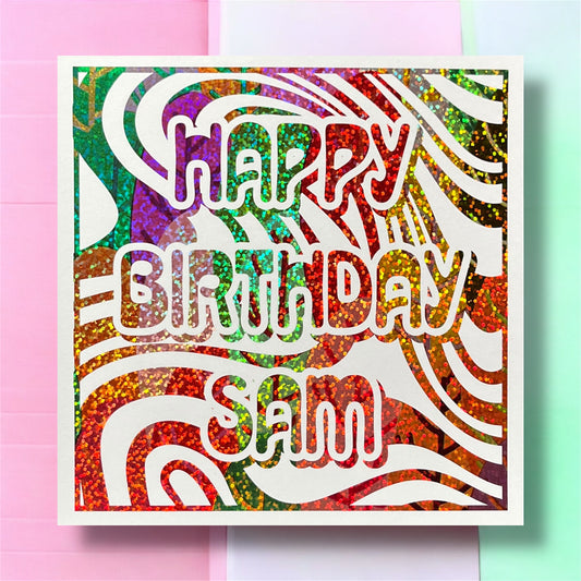 'Groovy Swirls' Birthday Card