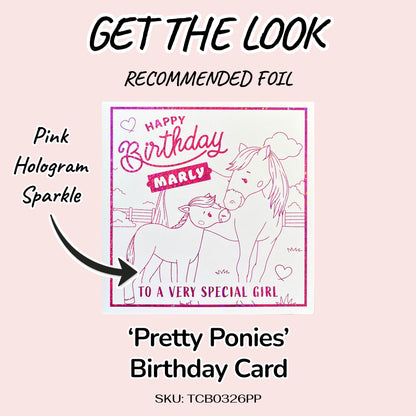 'Pretty Ponies' Colour-In Birthday Card