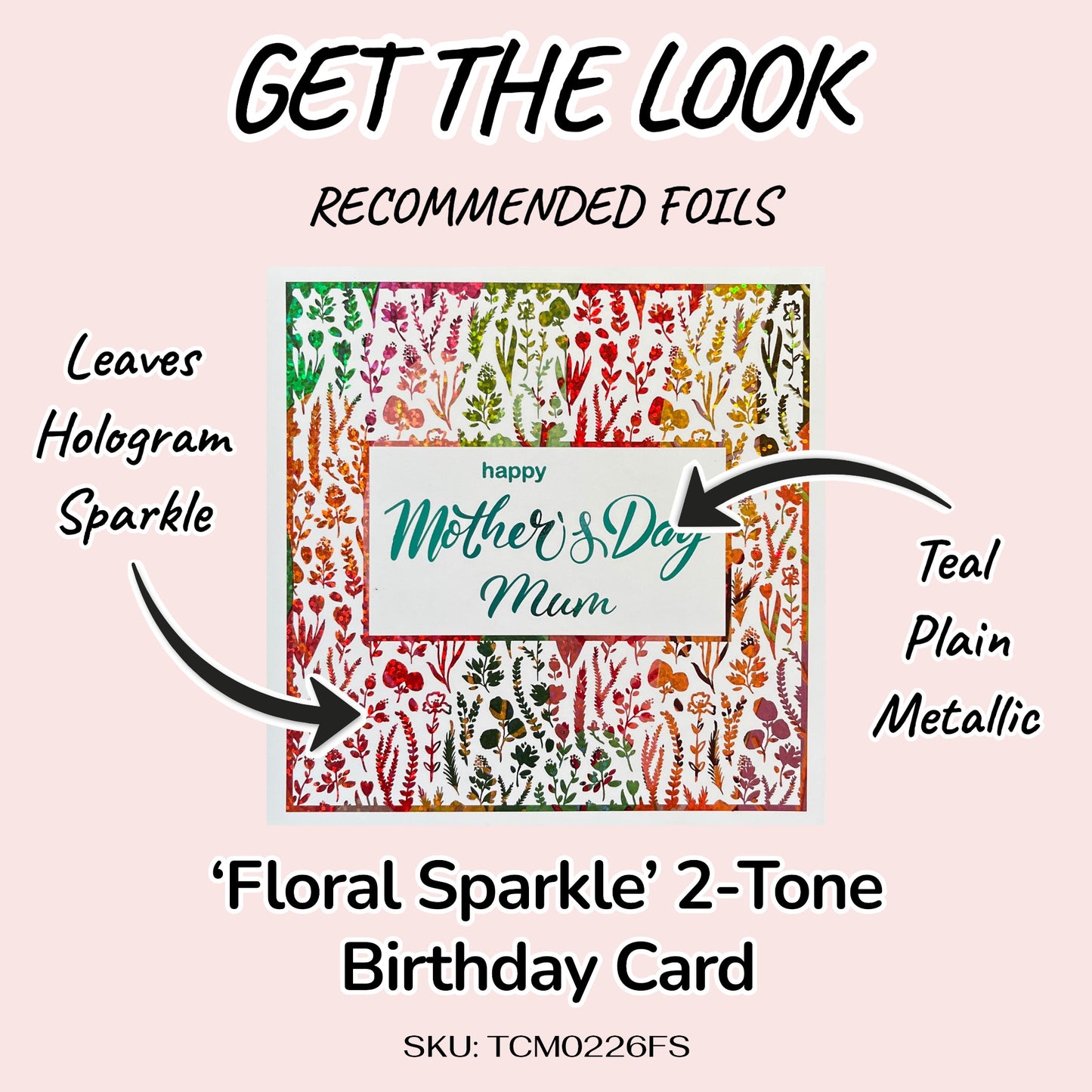 'Floral Sparkle' 2-Tone Mother’s Day Card