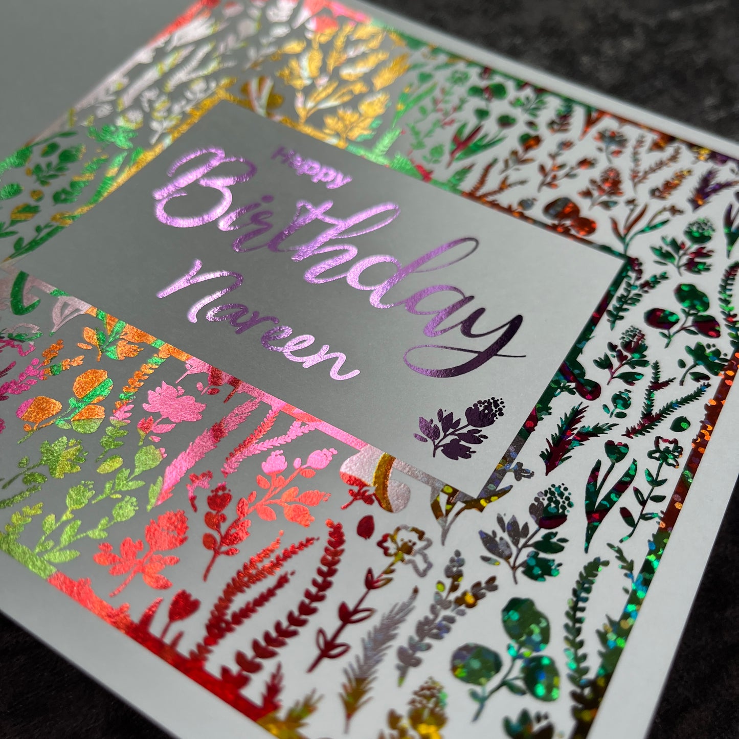 'Floral Sparkle' 2-Tone Birthday Card