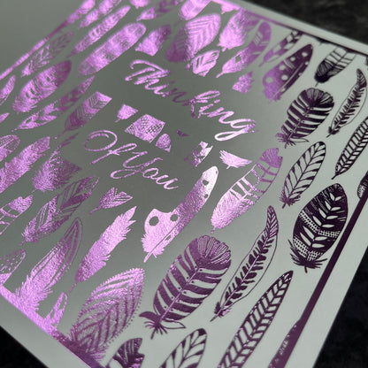 'Foil Feathers' Thinking Of You Card