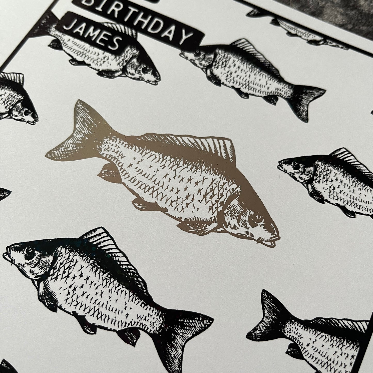 'Carp Fish' 2-Tone Birthday Card
