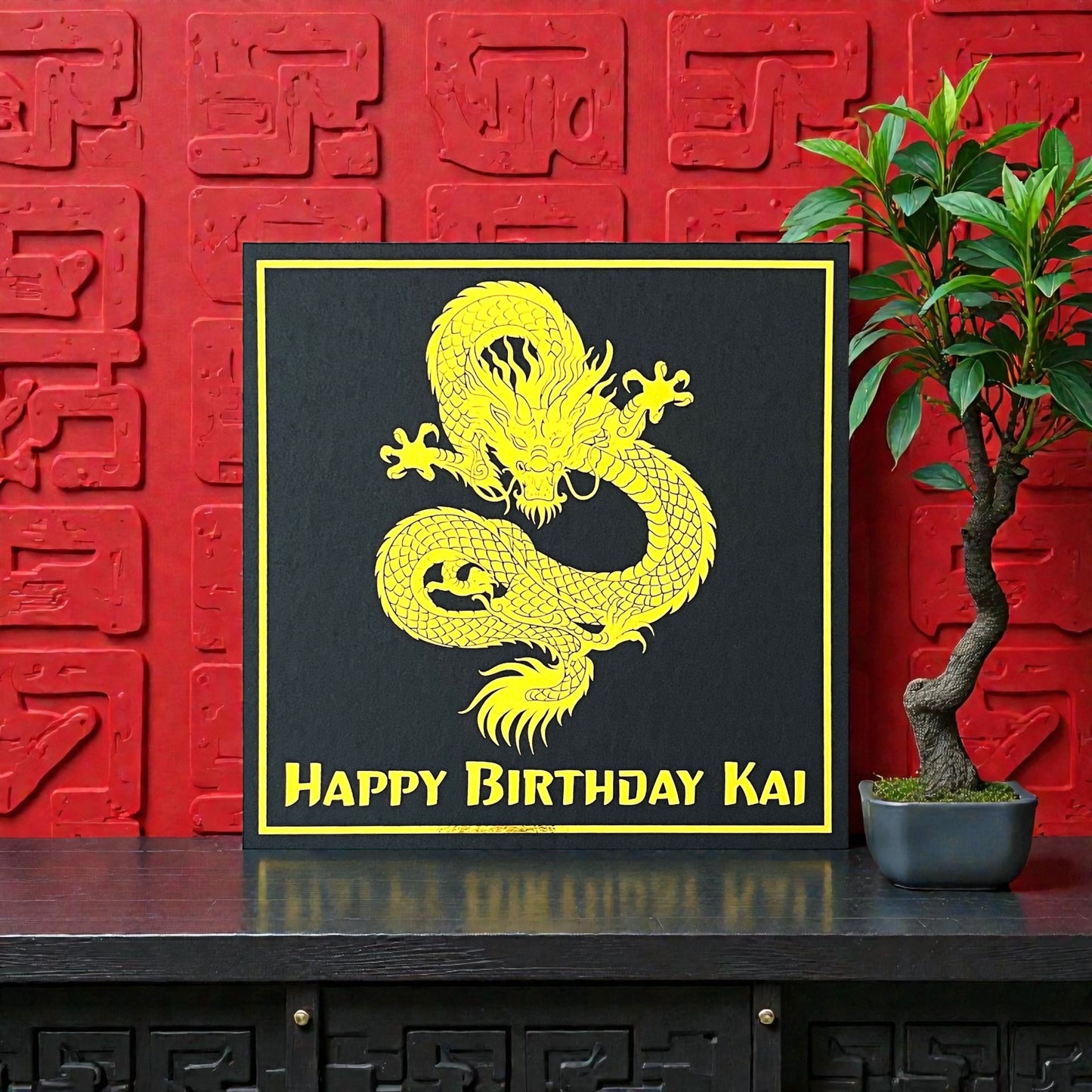 'Golden Dragon' Birthday Card