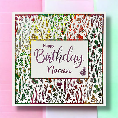 'Floral Sparkle' 2-Tone Birthday Card