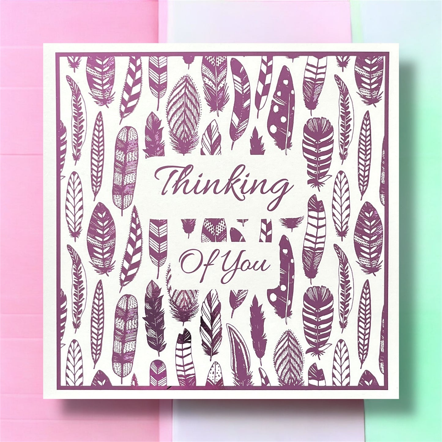 'Foil Feathers' Thinking Of You Card