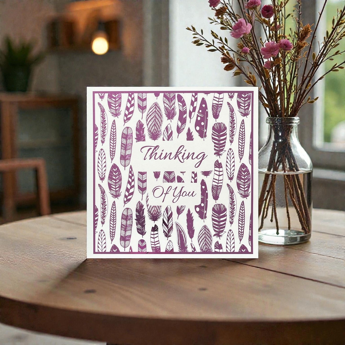 'Foil Feathers' Thinking Of You Card