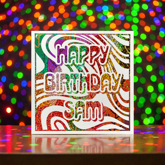 'Groovy Swirls' Birthday Card