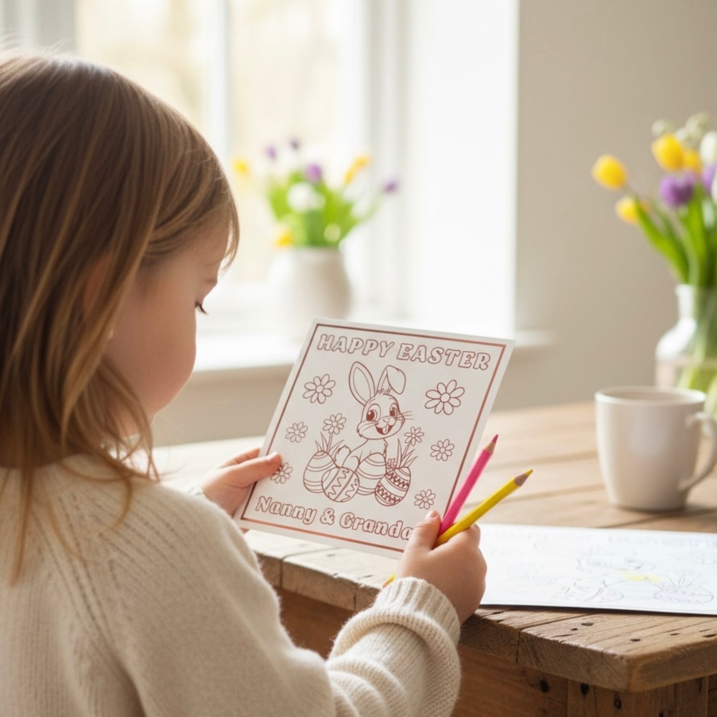 'Easter Bunny' Colour-In Easter Card