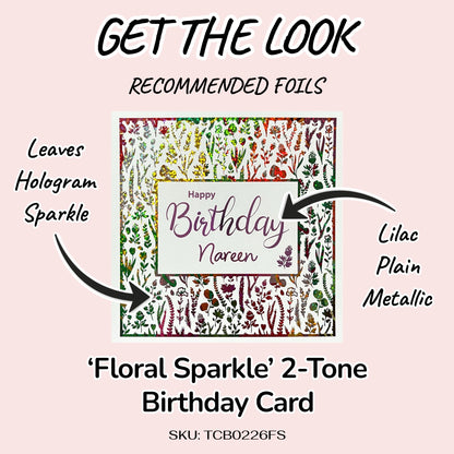 'Floral Sparkle' 2-Tone Birthday Card