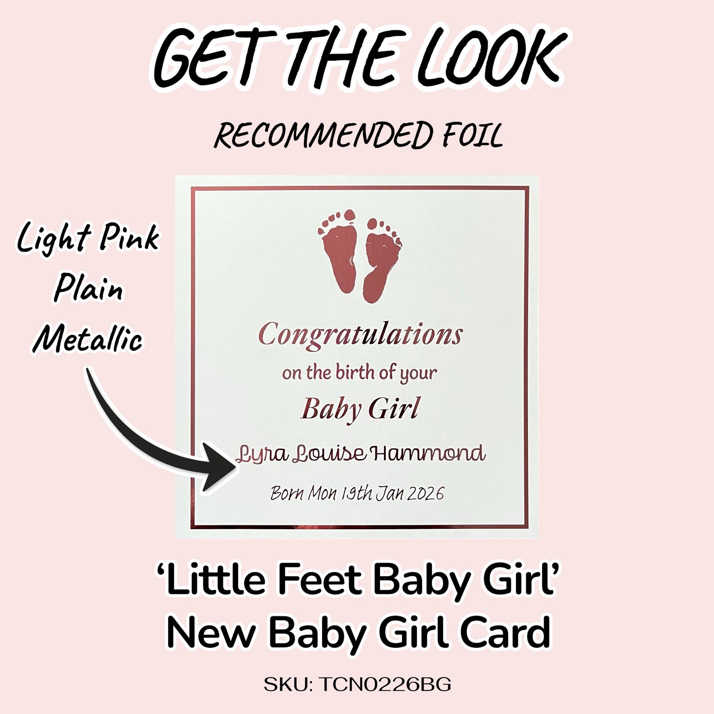 'Little Feet' New Baby Girl Congratulations Card