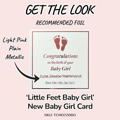 'Little Feet' New Baby Girl Congratulations Card