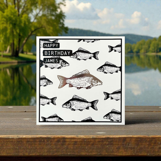 'Carp Fish' 2-Tone Birthday Card
