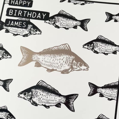 'Carp Fish' 2-Tone Birthday Card