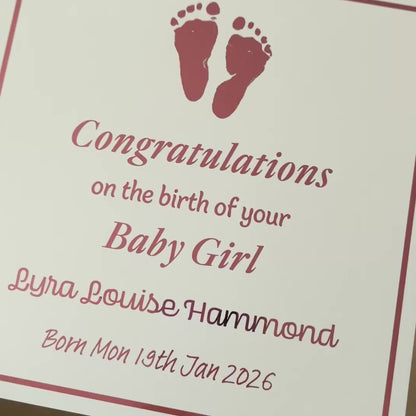 'Little Feet' New Baby Girl Congratulations Card